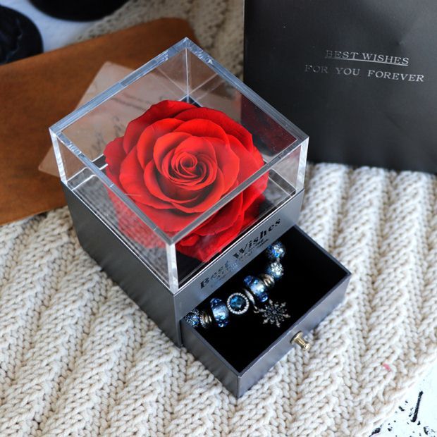 Eternal Flower Rose Jewelry Box for Birthday Presents Valentines Day Wedding Gift null