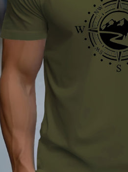 Compass Printed Men's T-shirt Short Sleeve