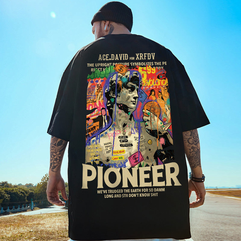 Polyester Printed Short Sleeve Men's Plus Size