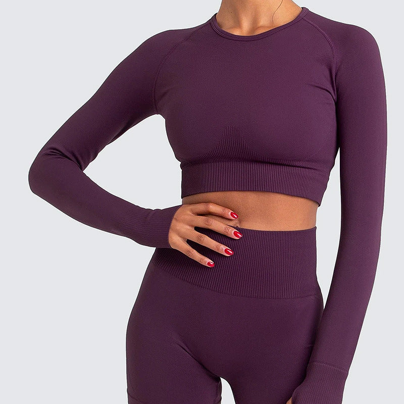 Women's Knitted Seamless Yoga Suit Sports And Fitness Two-Piece Suit null