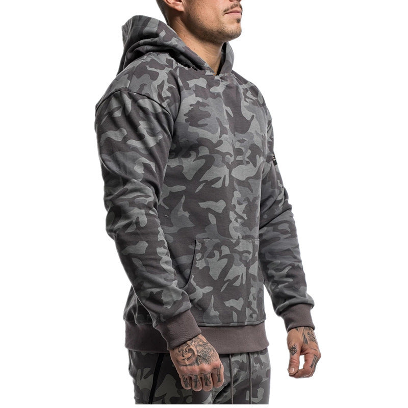 Men's Camouflage Hoodie Sportswear Gym Fitness Pullover null