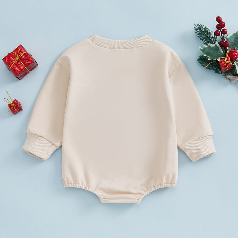 Christmas Clothes For Girls Boys Casual Sweatshirt Romper Cute Letter Long Sleeve Jumpsuit Newborn Bodysuits null