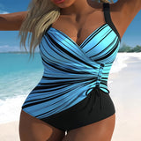Womens High-Waisted Striped Sexy Beach And Casual Swimsuit