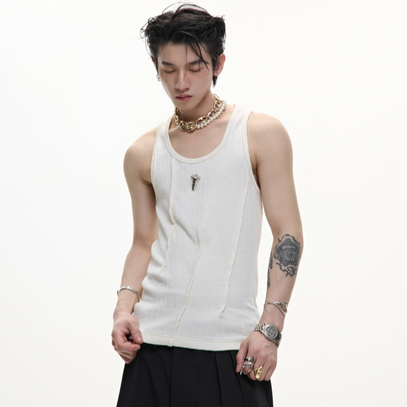 Metal Decorative U-collar Vest Men's Summer New Simple And Versatile