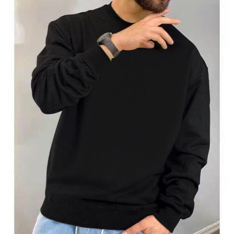 Men's New Solid Color Long Sleeve Sports Sweater Simple Casual null