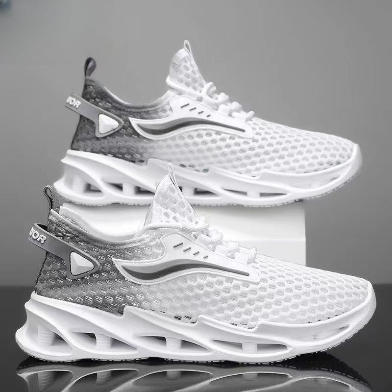 Men's Lace-up Sneakers Mesh Sports Shoes Fashion Hollow-sole Low Top Running Shoes null