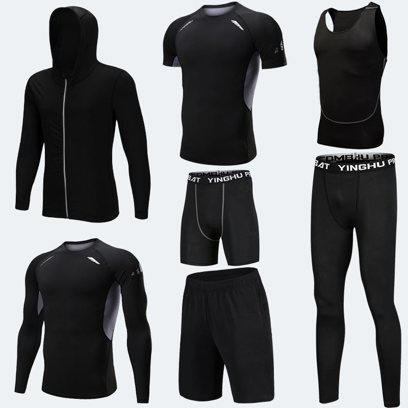 Running Workout Clothes Men 7pcs Compression Basketball Games Jogging Tights Set null