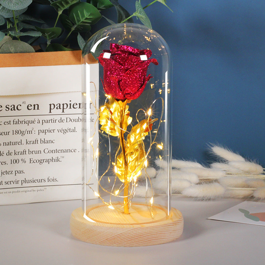 Valentines Day Gift  For Girlfriend Eternal Rose Flowers LED Light In Glass Cover Day Wedding Decoration Favors Mother Day Female Gift  Gift null