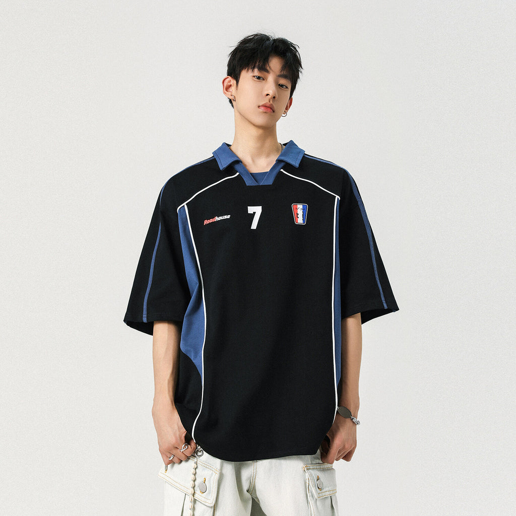 Sports Style Stitching Printing Polo Shirt Short-sleeved T-shirt