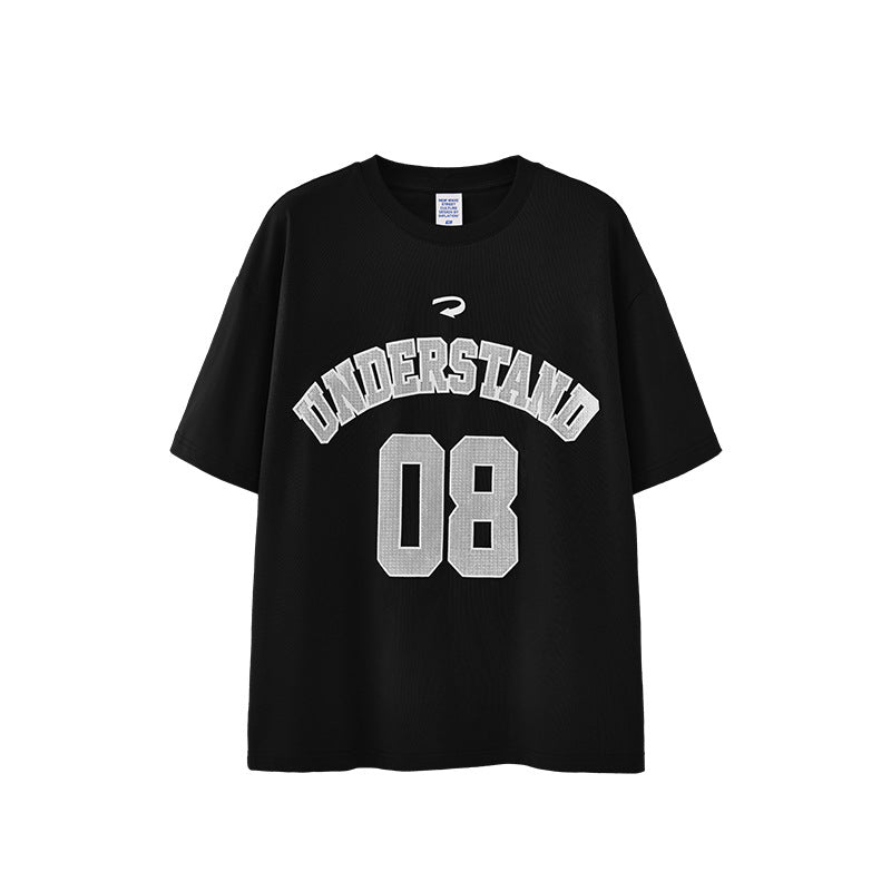 Foam Letter Printed T-shirt American Digital