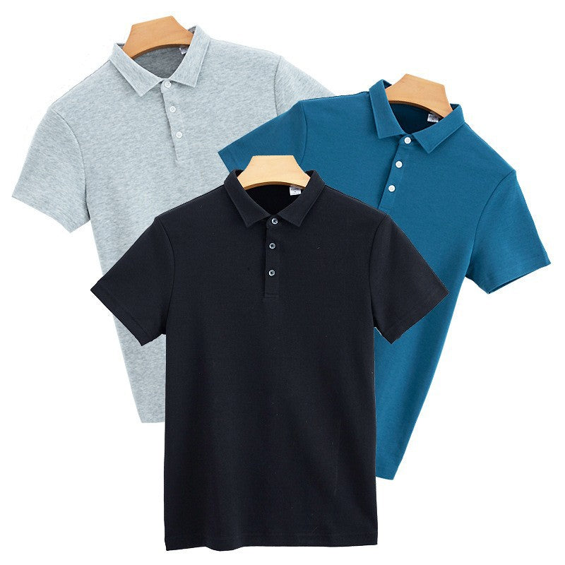 230g Double-sided Cotton Polo Shirt Men's T-shirt Short Sleeve Air Layer