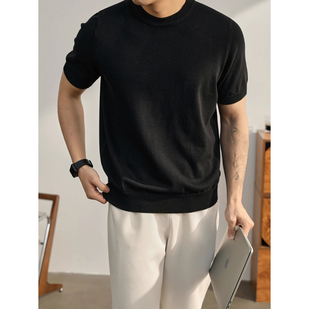 Plus Size Short-sleeved Sweater Men's Lightly Mature Casual