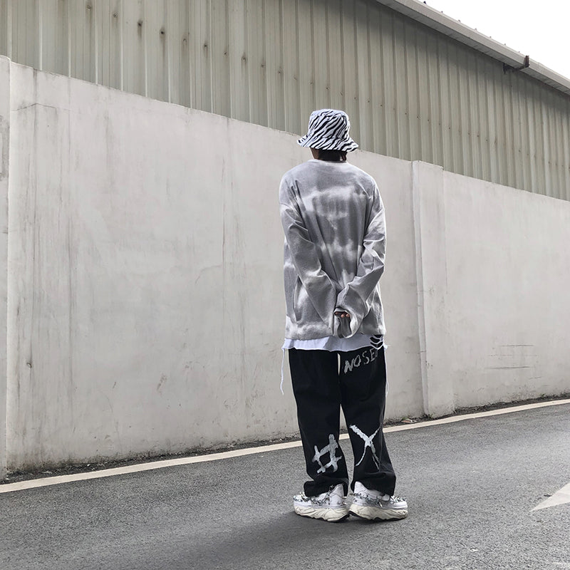 Men's Retro Tie-Dye Hip-Hop Crew Neck Sweater