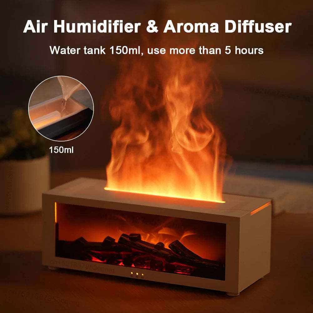 New Flame Aromatherapy Machine Colorful Essential Oil Diffuser Home Large Fog Volume Flame Humidifier 3D Flame Fireplace Machine null