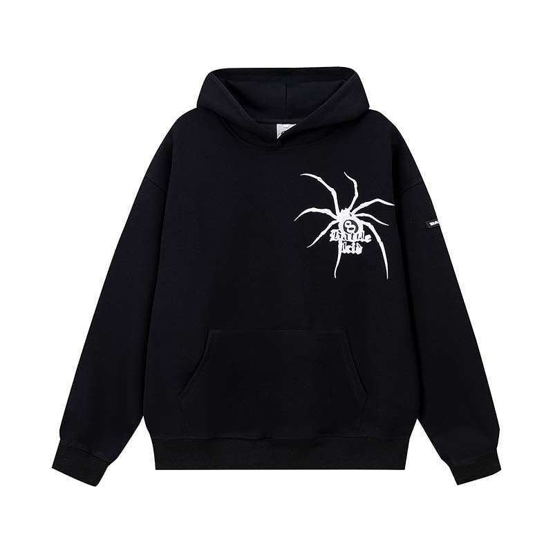 Spider Print Pullover Hoodie For Men null