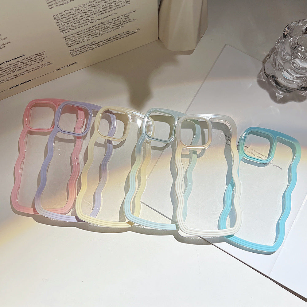 Wave Border Mobile Phone Case Solid Color Simple Candy Color null