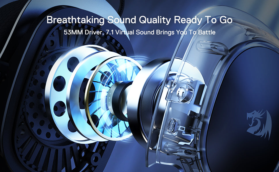 Redragon H510 PRO Zeus-X RGB Wireless Gaming Headset 7.1 Surround Sound 53MM Audio Drivers  Multi Platforms Headphone