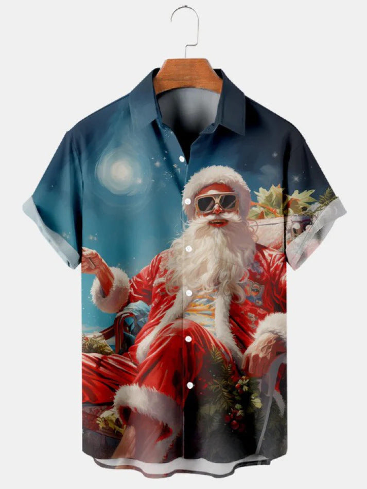 Lapel Hawaiian Shirt Plus Size Men's Digital Printing Men's Short Sleeve