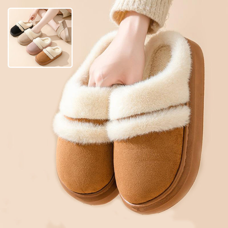 Fashion Warm Cotton Slippers For Women Leisure Thick Bottom Non-slip Plus-velvet House Shoes Winter Bedroom Floor Suede Slipper null