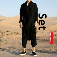Men's Suit Retro Cotton And Linen Monk Robe
