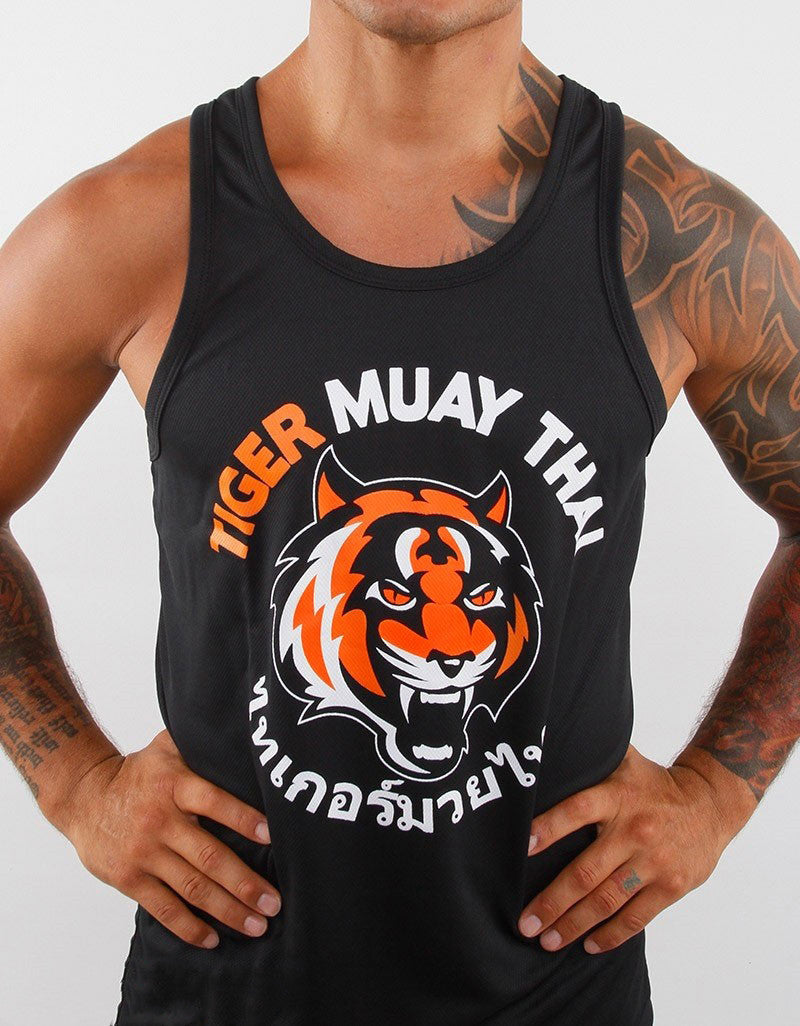 Thai Tiger Boxing Gym Black and Orange Vest null