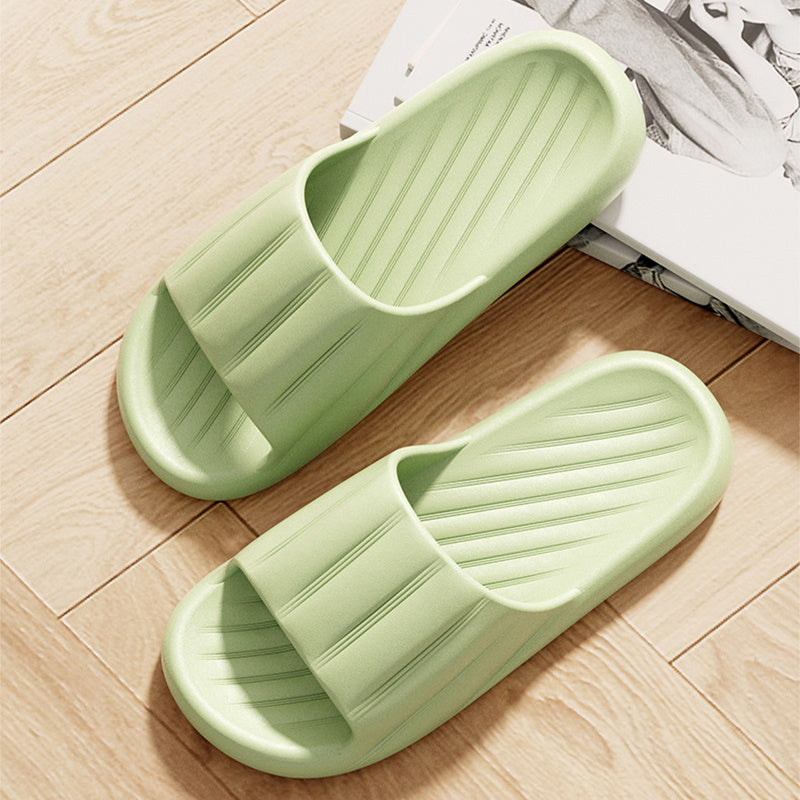 Fashion Solid Color Striped Home Slippers Summer Thick Bottom Non-slip Bathroom Slipper Women Men Couples Shoes null