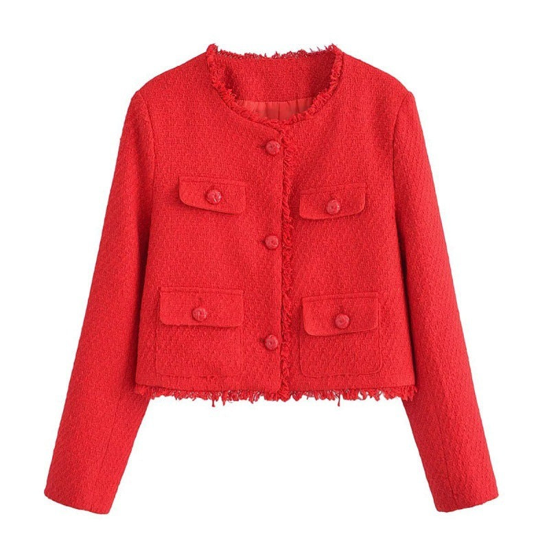 Solid Color Fashion All-match Woolen Jacket null