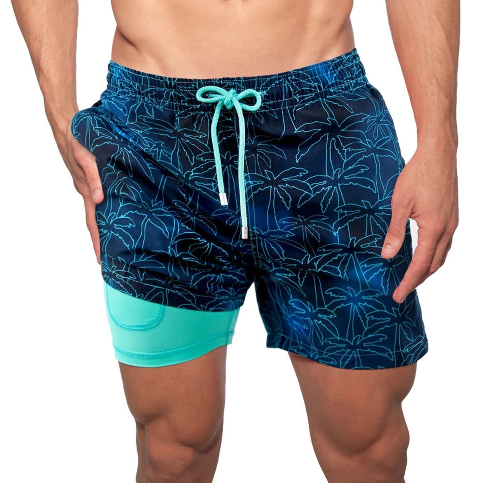 European And American Shorts Men's Beach Pants Sports Pants Printed Double Shorts null