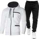 Men's Solid Color Sports Casual Jacquard Sweatshirt Fleece Hooded Cardigan Men's Suit