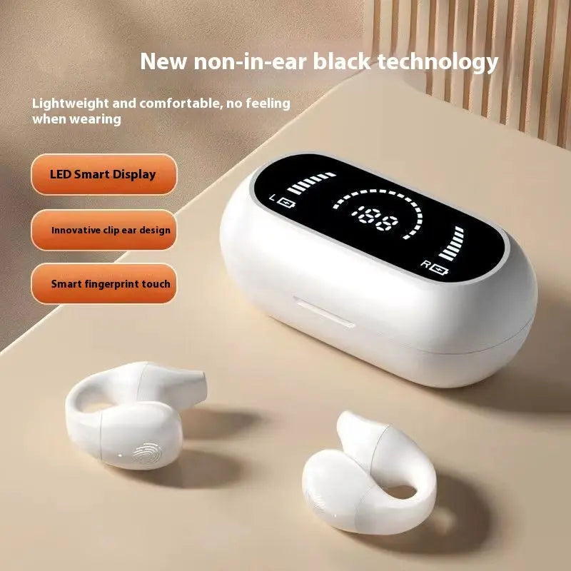 Ear Clip Bone Conduction Headphone Bluetooth-compatible 5.2 HIFI Wireless Earphone Touch Handsfree Sports Noise Cancelling Headset With Mic null