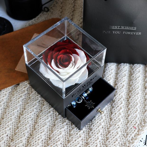 Eternal Flower Rose Jewelry Box for Birthday Presents Valentines Day Wedding Gift null