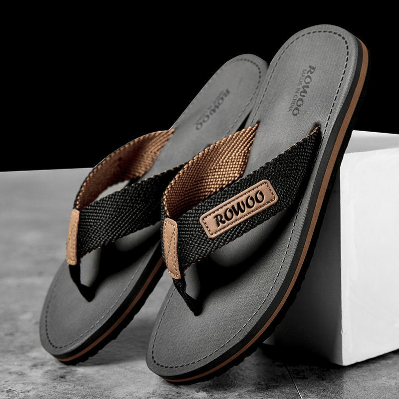 Mens Stylish Non-slip Fabric-strapped Beach Sandals For Outdoor Wear