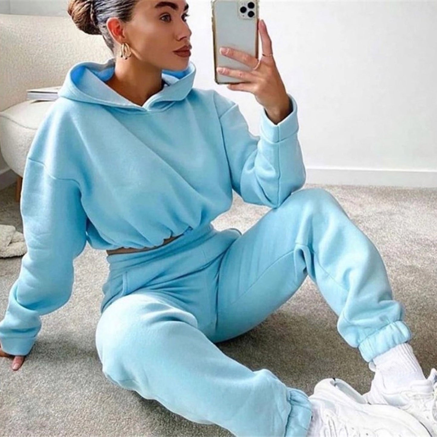 Jogging Suits For Women 2 Piece Sweatsuits Tracksuits Sexy Long Sleeve HoodieCasual Fitness Sportswear null