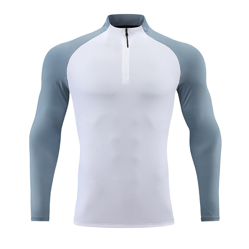 Mock Neck Half-zip Solid Color Gym Suit null