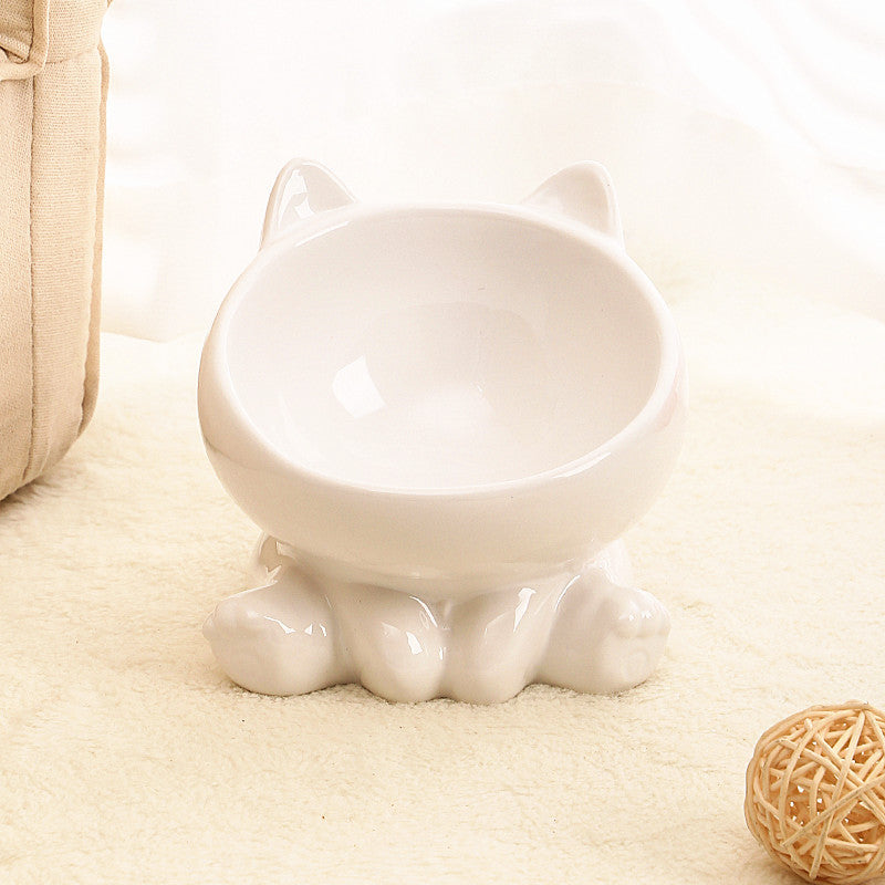 Ceramic Cat Bowl Cat Bowl Cat Food Bowl Neck Guard Oblique Mouth Dog Bowl Pet Bowl null