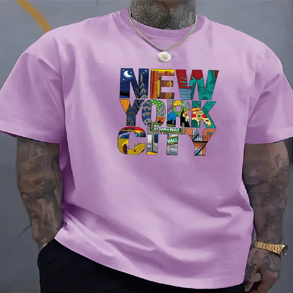 Men's And Women's Short-sleeved Shirt Printed With Letters