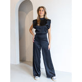 Backless Evening Dress Jumpsuit Solid Color Casual Straight Pants