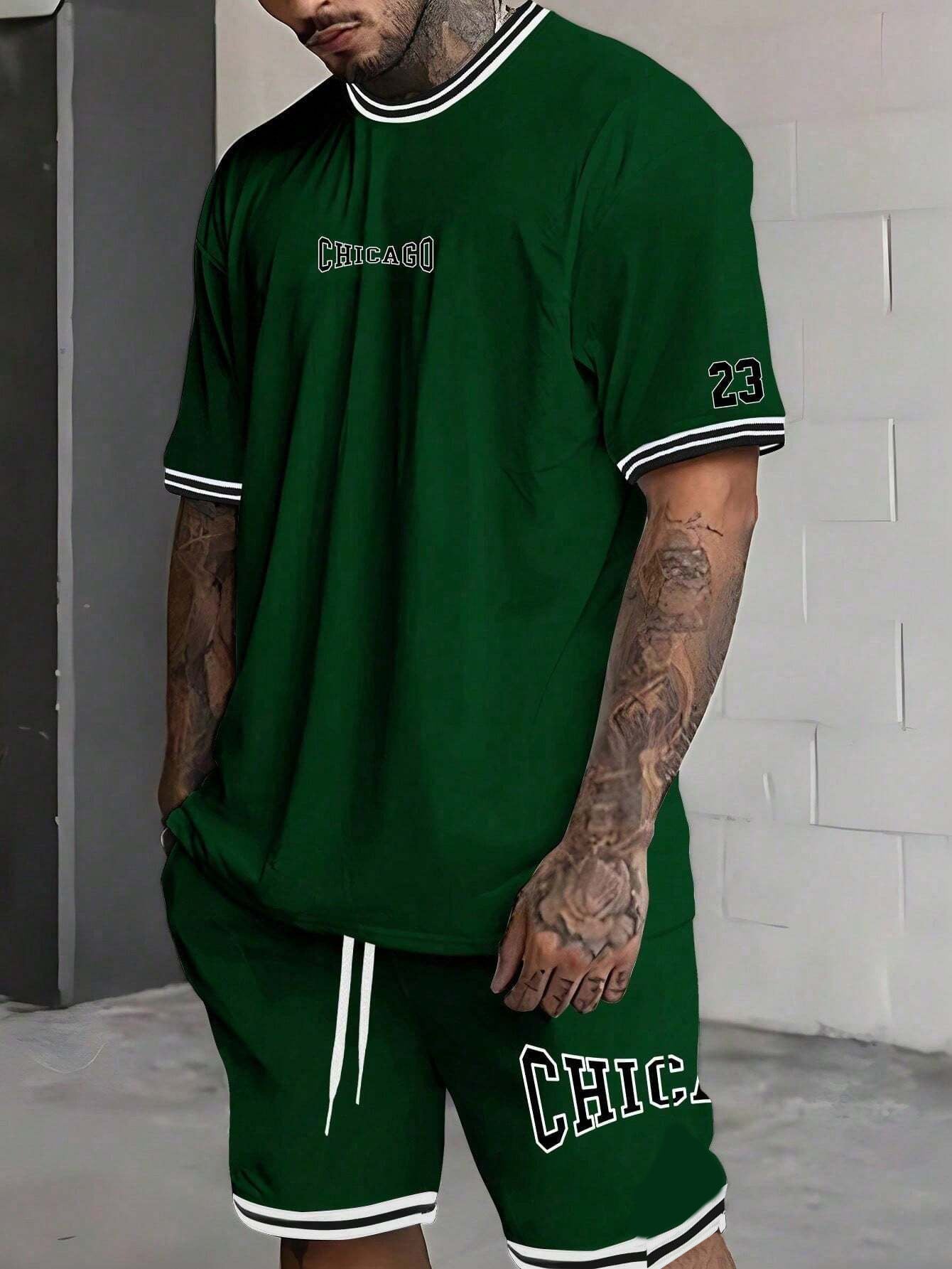 Short-sleeved T-shirt Suit Men's Summer New Fashion Trendy