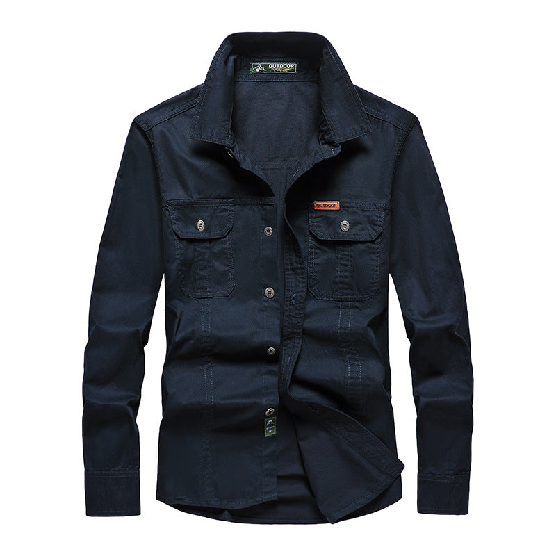 Men's Casual Loose-fit Long-sleeve Work Shirt