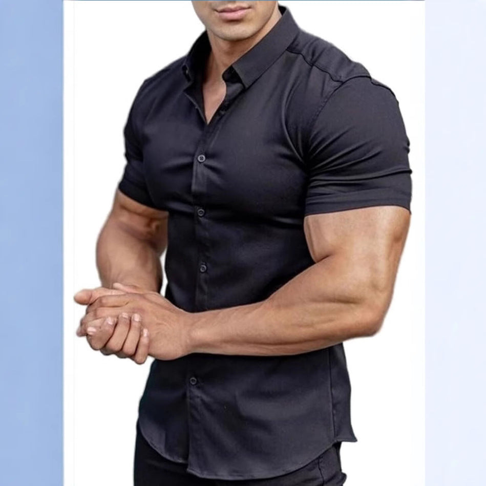 Men's Collar Casual Thin Short Sleeve Shirt