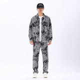 Mens Sophisticated Embossed Denim Jacket For Spring And Autumn In A Casual American Style on model, relaxed fit cotton, drop shoulder