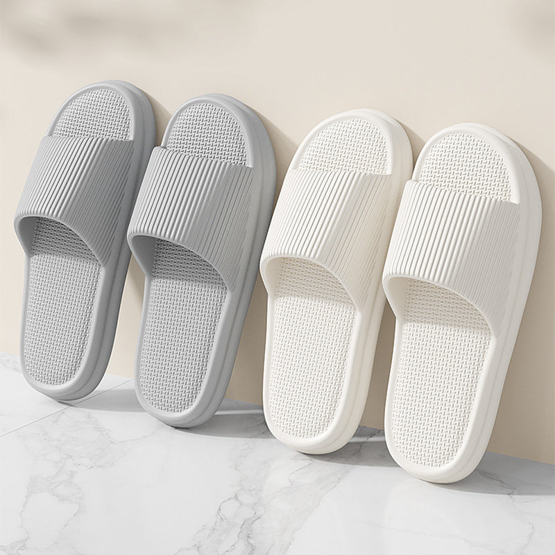 Striped Design Home Slippers For Women Men Soft Anti-slip Floor Bathroom Slippers Solid House Shoes null