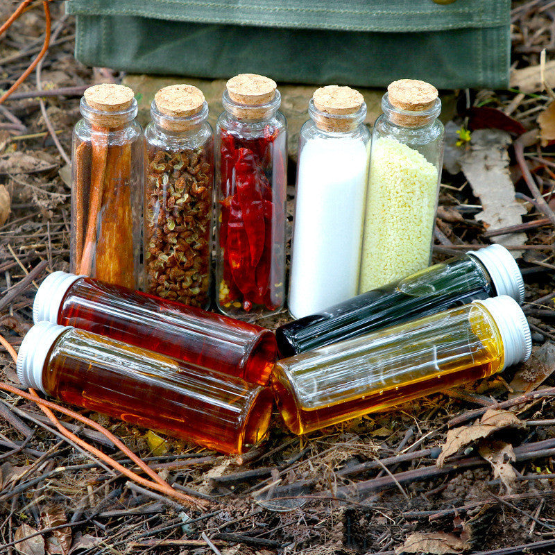 Outdoor Camping Glass Seasoning Bottle Portable Set null