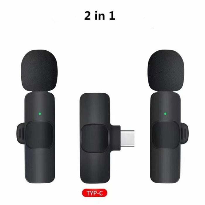 Wireless Lavalier Microphone Portable Audio Video Recording Mini Mic For I Phone Android Long Battery Life Live Broadcast Gaming null