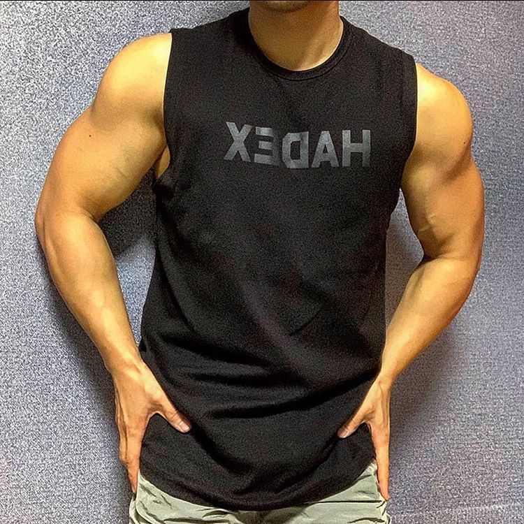 Cotton Vest Tank Top Sleeveless T-shirt Male Muscle Type Male Running Equipment Training Gym Clothes null