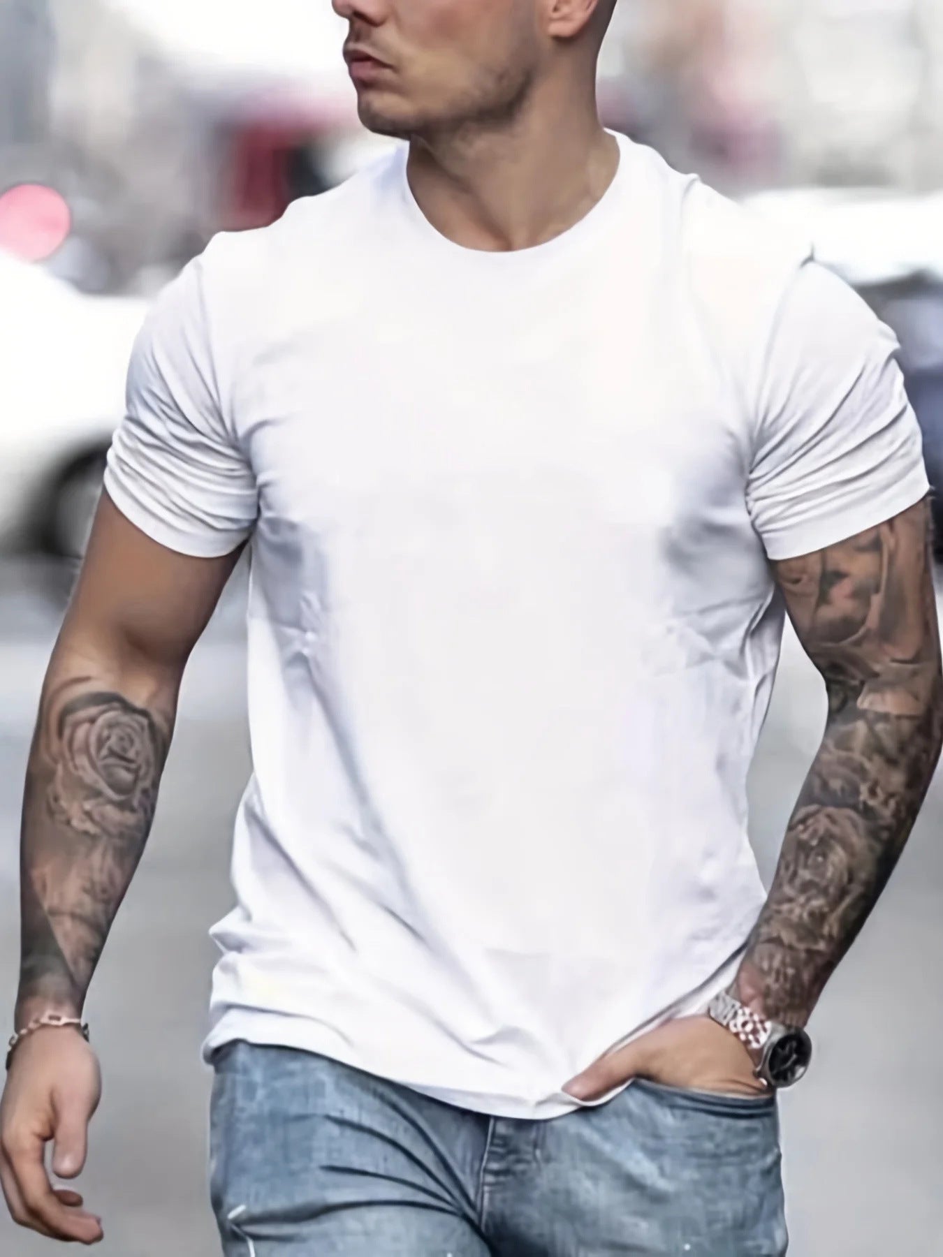 Men's Fashion Casual All-match Round Neck Printed Short Sleeve