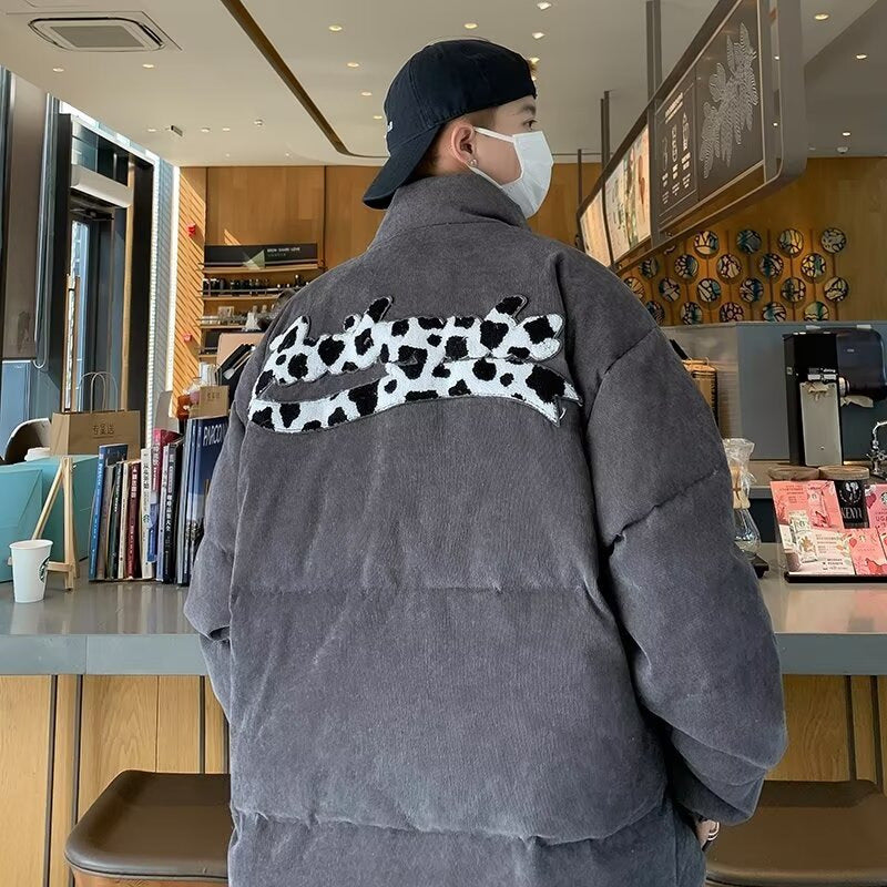 Retro-style Thickened Loose-fit Men's Coat With A Stand-up Collar