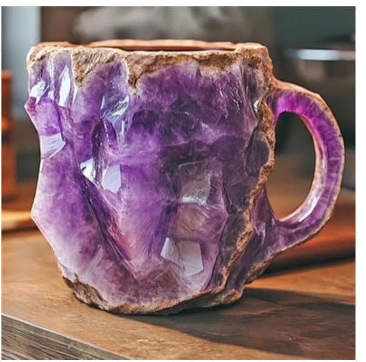 400ml Resin Mineral Crystal Coffee Mugs With Handles Elegant Fake Mineral Crystal Cup For Workplace Home Decor Christmas Gift Kitchen Gadgets null