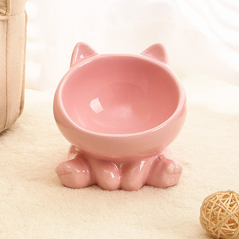 Ceramic Cat Bowl Cat Bowl Cat Food Bowl Neck Guard Oblique Mouth Dog Bowl Pet Bowl null