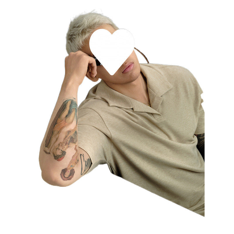 Lapel Short-sleeved T-shirt Men's Casual Top And Trousers Suit